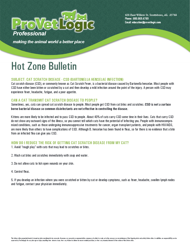 Hot Zone Flyer Cat Scratch Disease