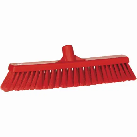 Soft Bristle Push Broom Red-16 Inch