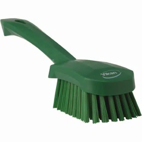 Vikan 41922 Short Handle Scrubbing Brush- Stiff, Green