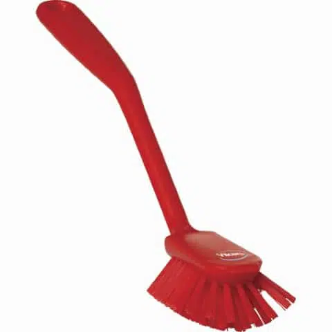 Vikan 42374 Dish Brush w/ Scraper- Medium, Red